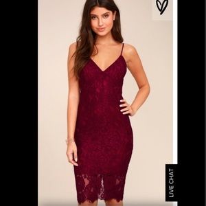 Lulu burgundy lace midi dress